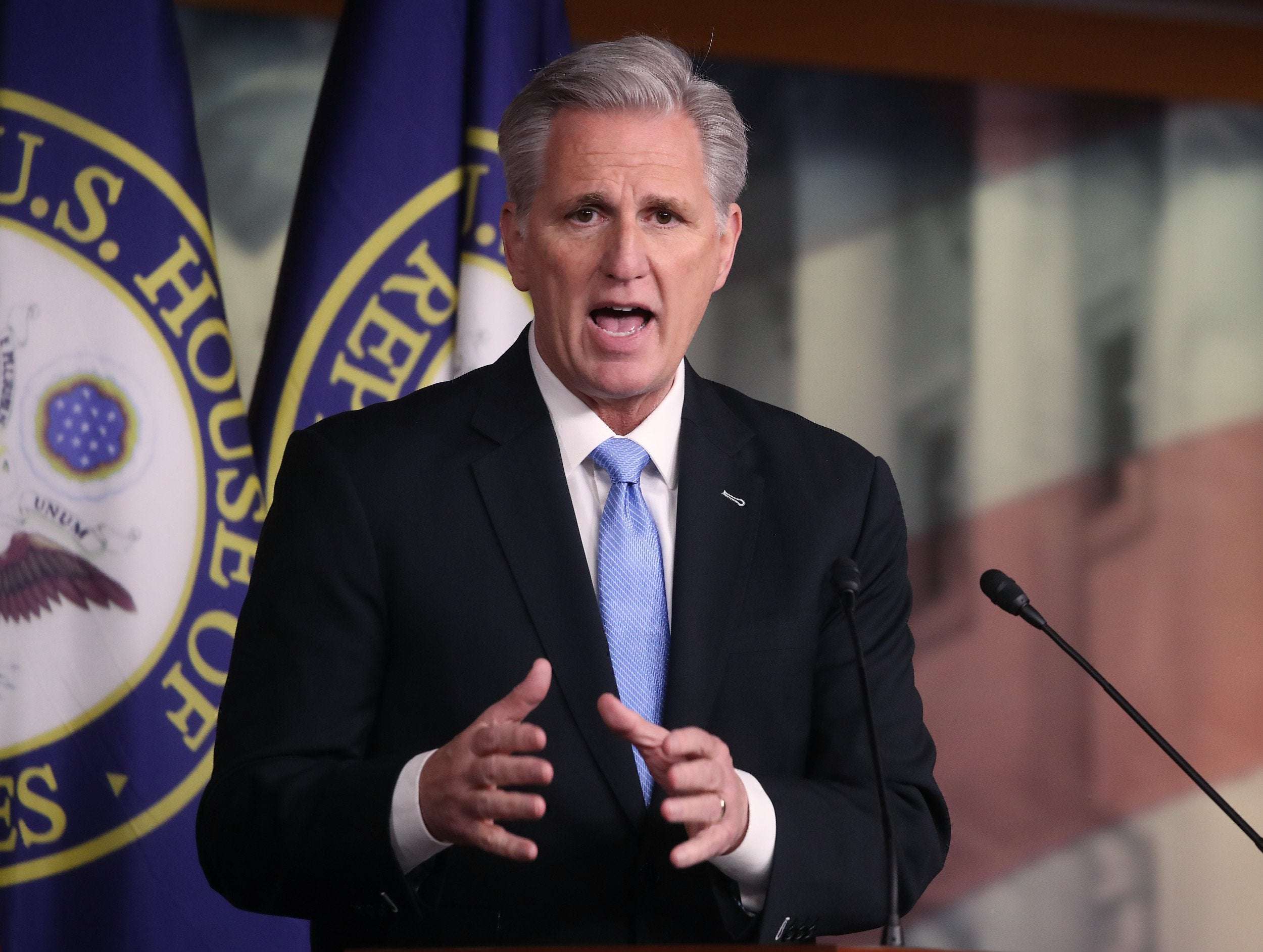 image for Kevin McCarthy Threatens to Defund Military If Vaccine Mandate Not Lifted