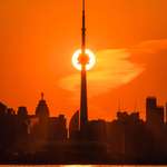 image for ITAP of the sun aligning with the Cn Tower in Toronto