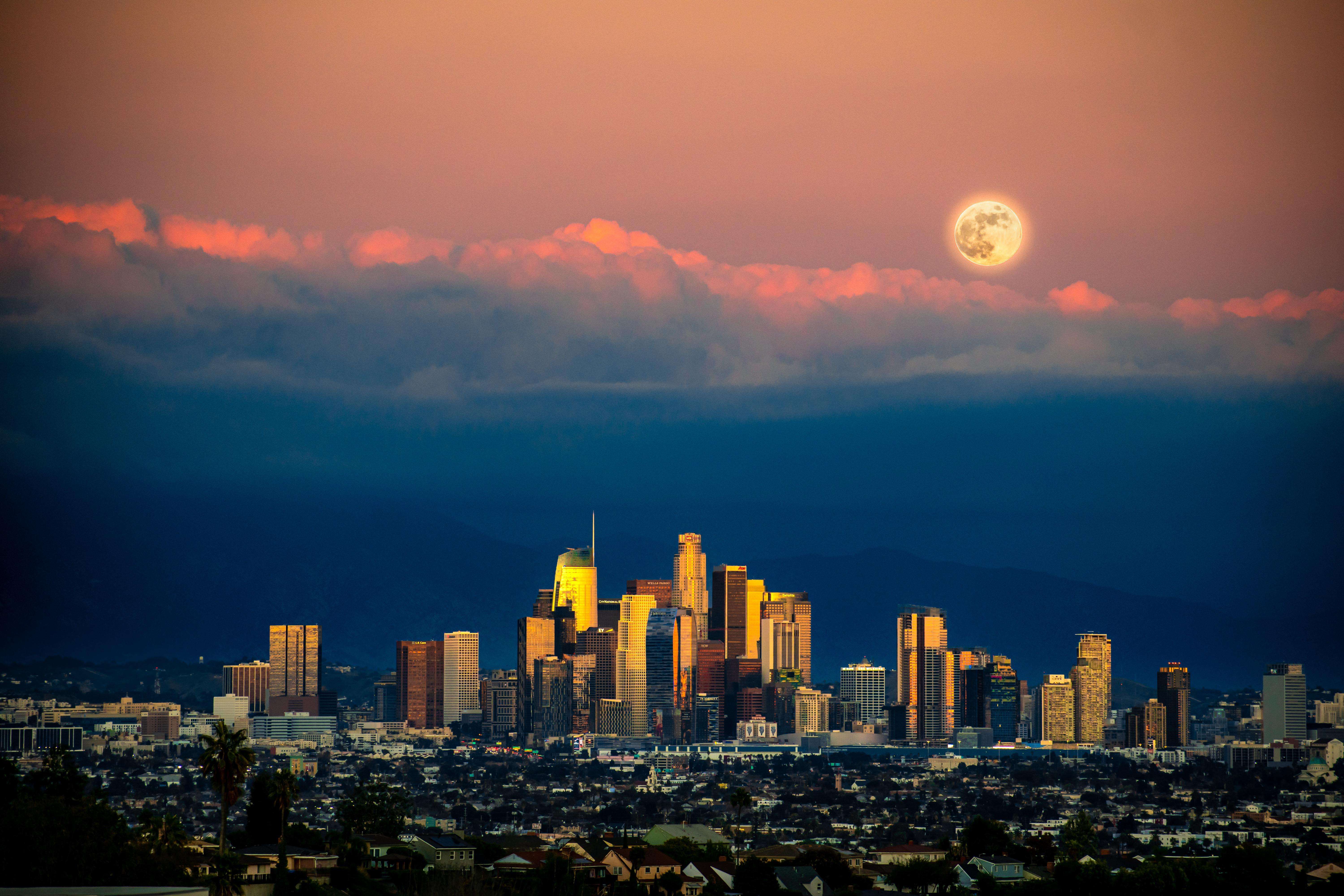 image showing ITAP of the full moon above Los Angeles