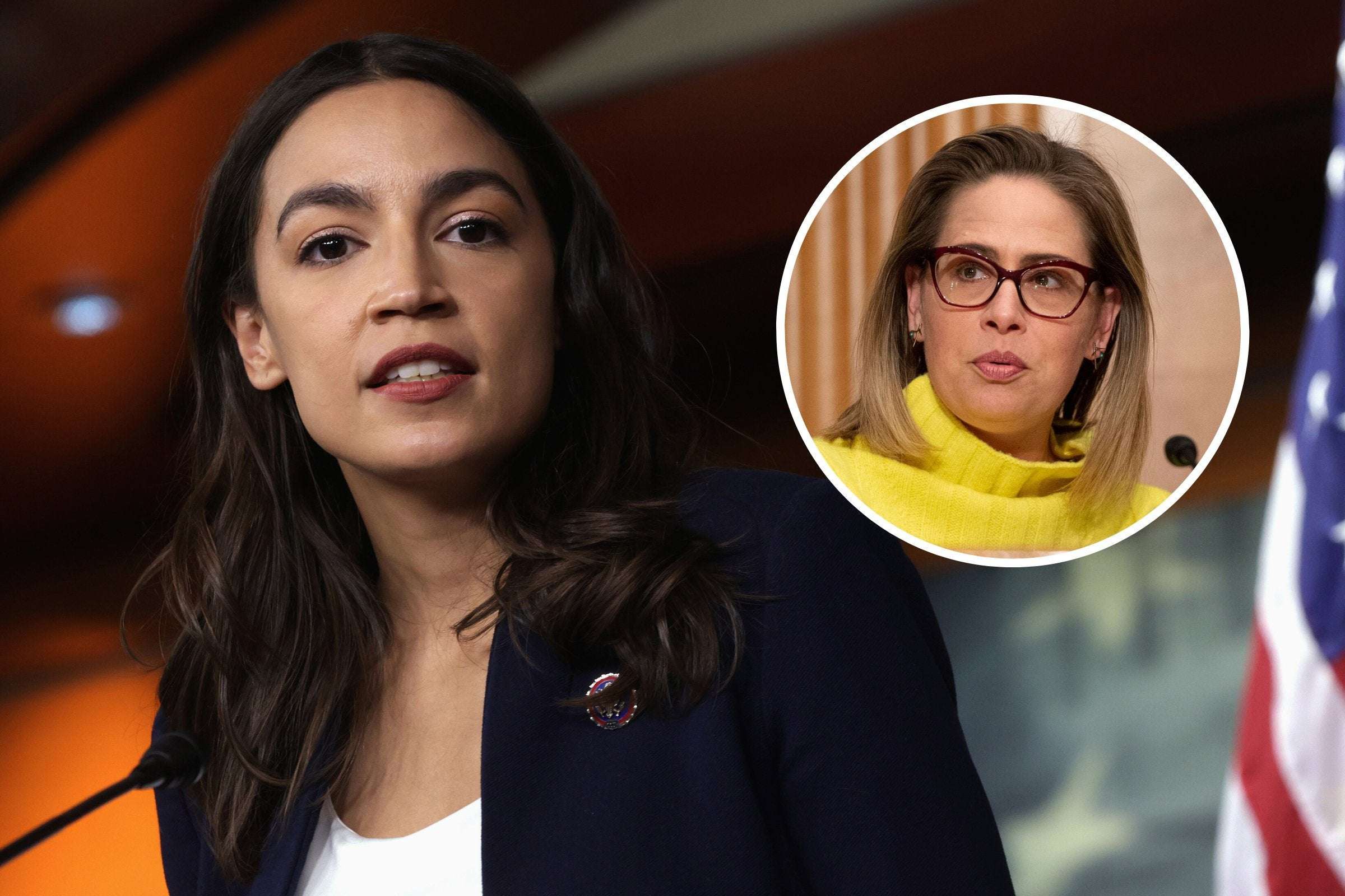 image for AOC 'Grateful' Sinema Switches to Independent, Hints Progressive Challenge