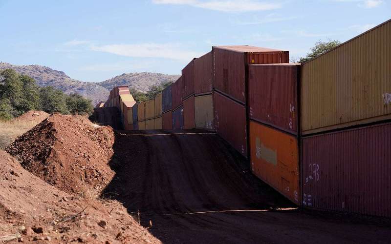 image for Arizona Gov. Ducey stacks containers on border at term's end