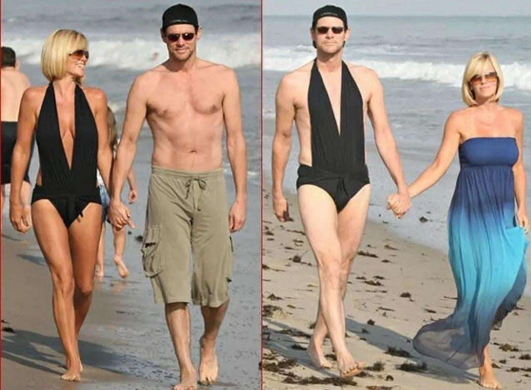 image showing Jim Carrey rocking Jenna McCarthy's swimsuit(2008)