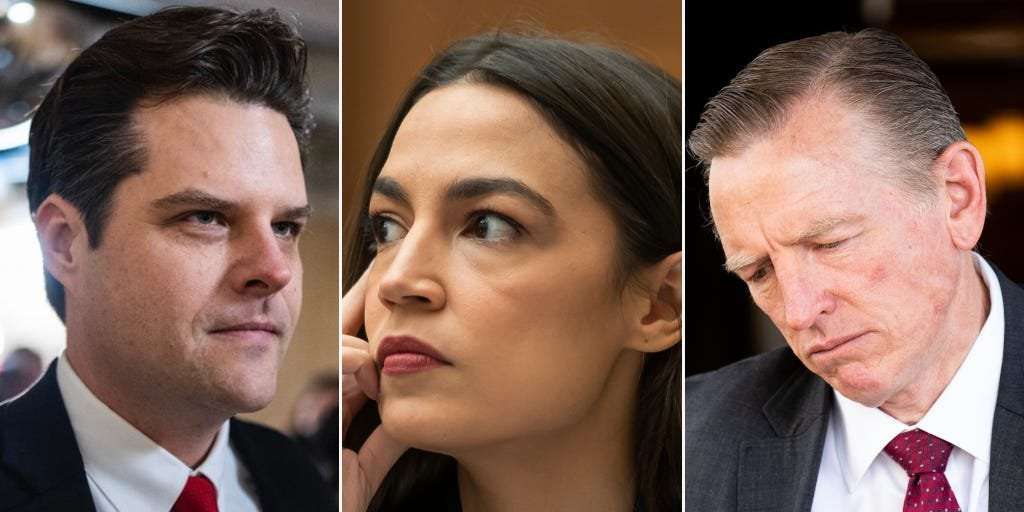 image for AOC says she was telling Matt Gaetz the Democratic Party would 'absolutely not' rescue Kevin McCarthy's speakership bid when they were spotted chatting on the House floor
