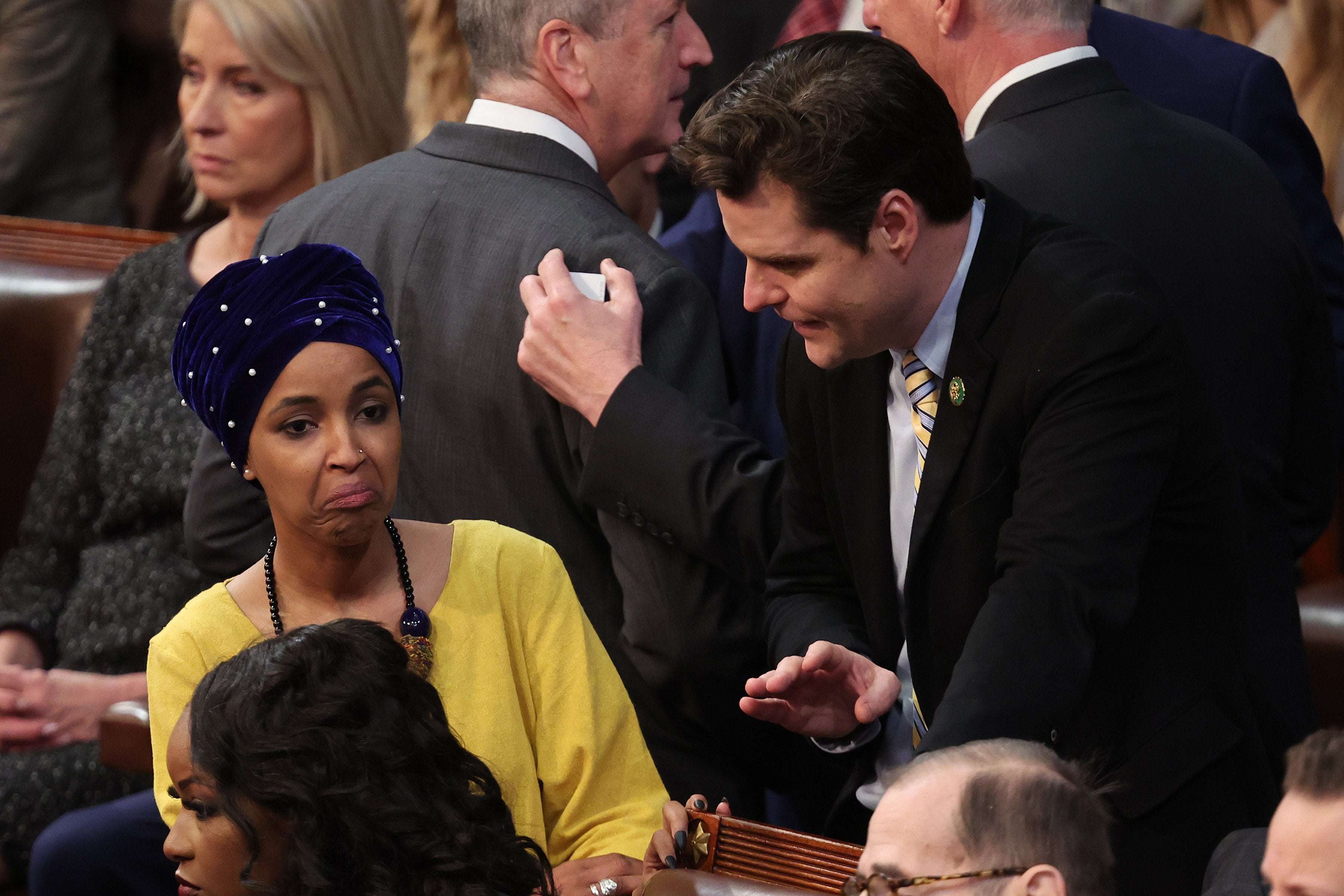 image for Ilhan Omar's Reaction When Approached by Matt Gaetz Goes Viral