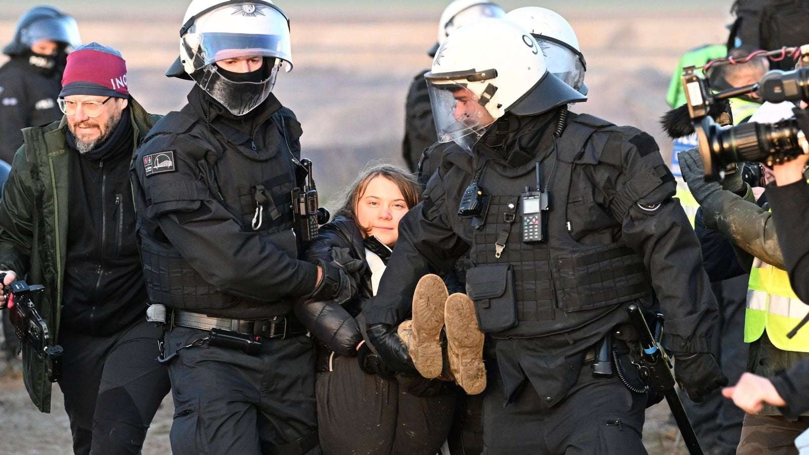 image for Greta Thunberg detained by police during eco protest in German village