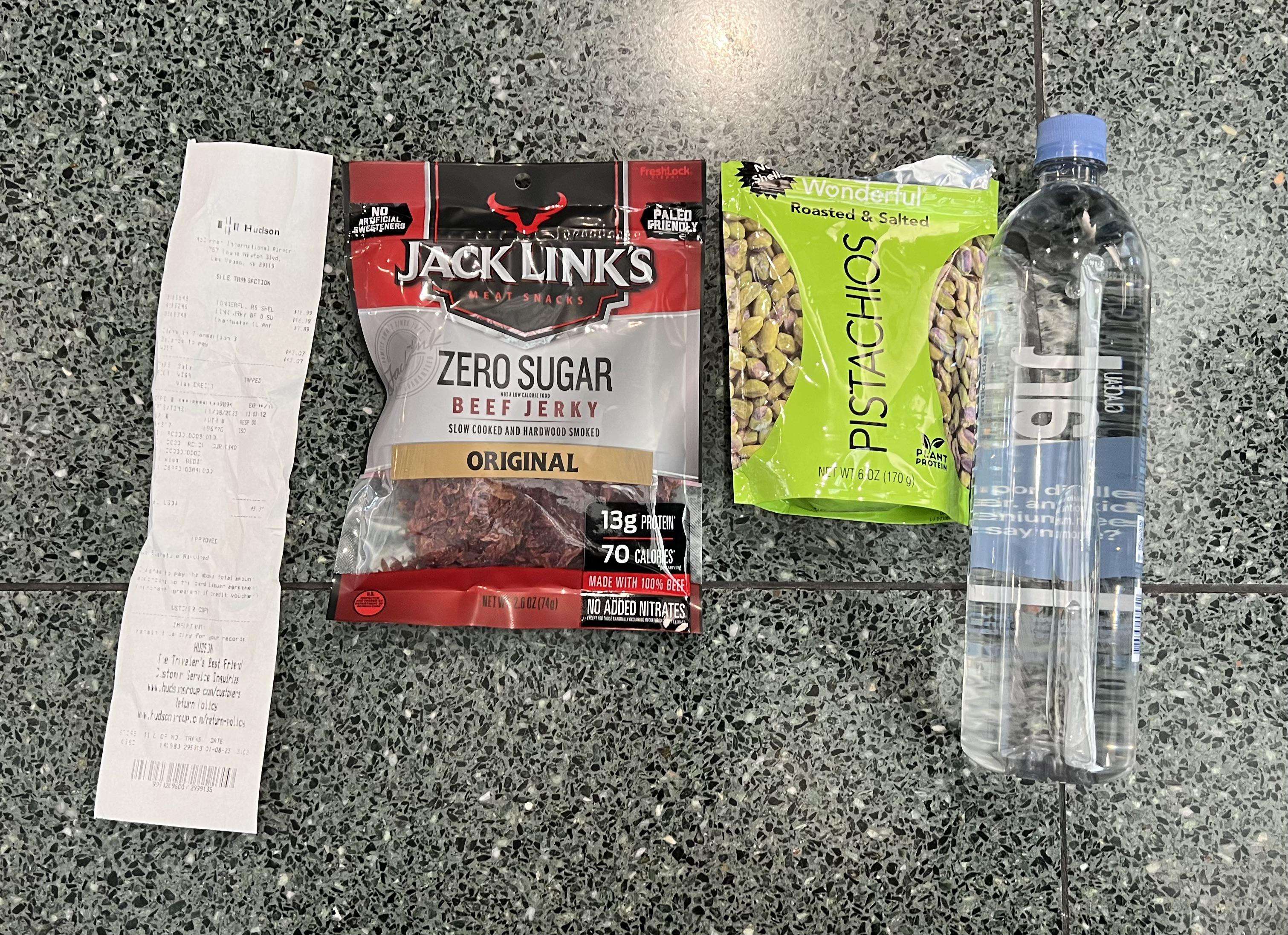 image showing This is $43 worth of “groceries” at the airport in Las Vegas.