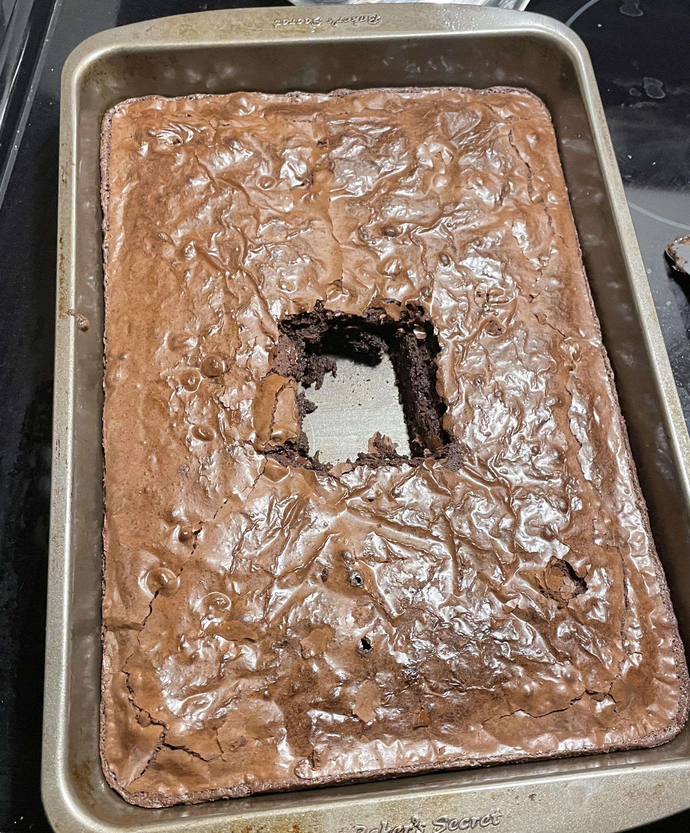 image showing This is how my wife cuts herself a brownie