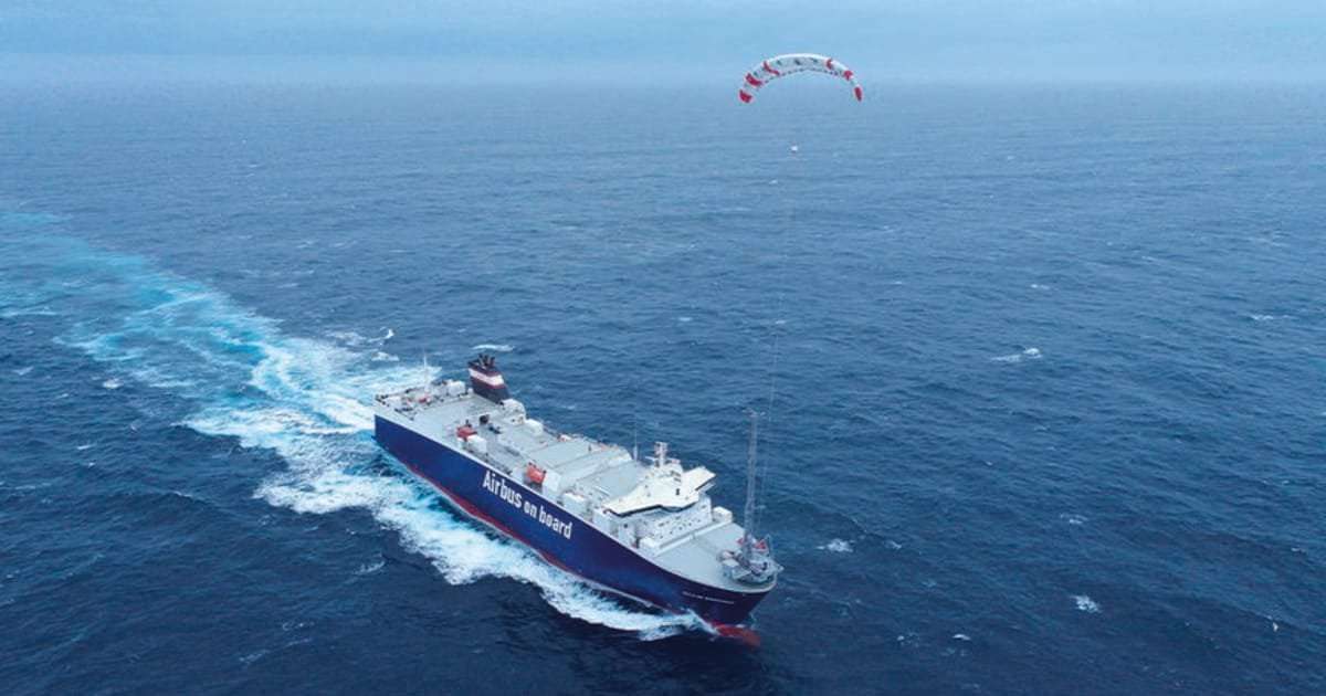 image for Watch this cargo ship fly a giant kite to save fuel and cut emissions