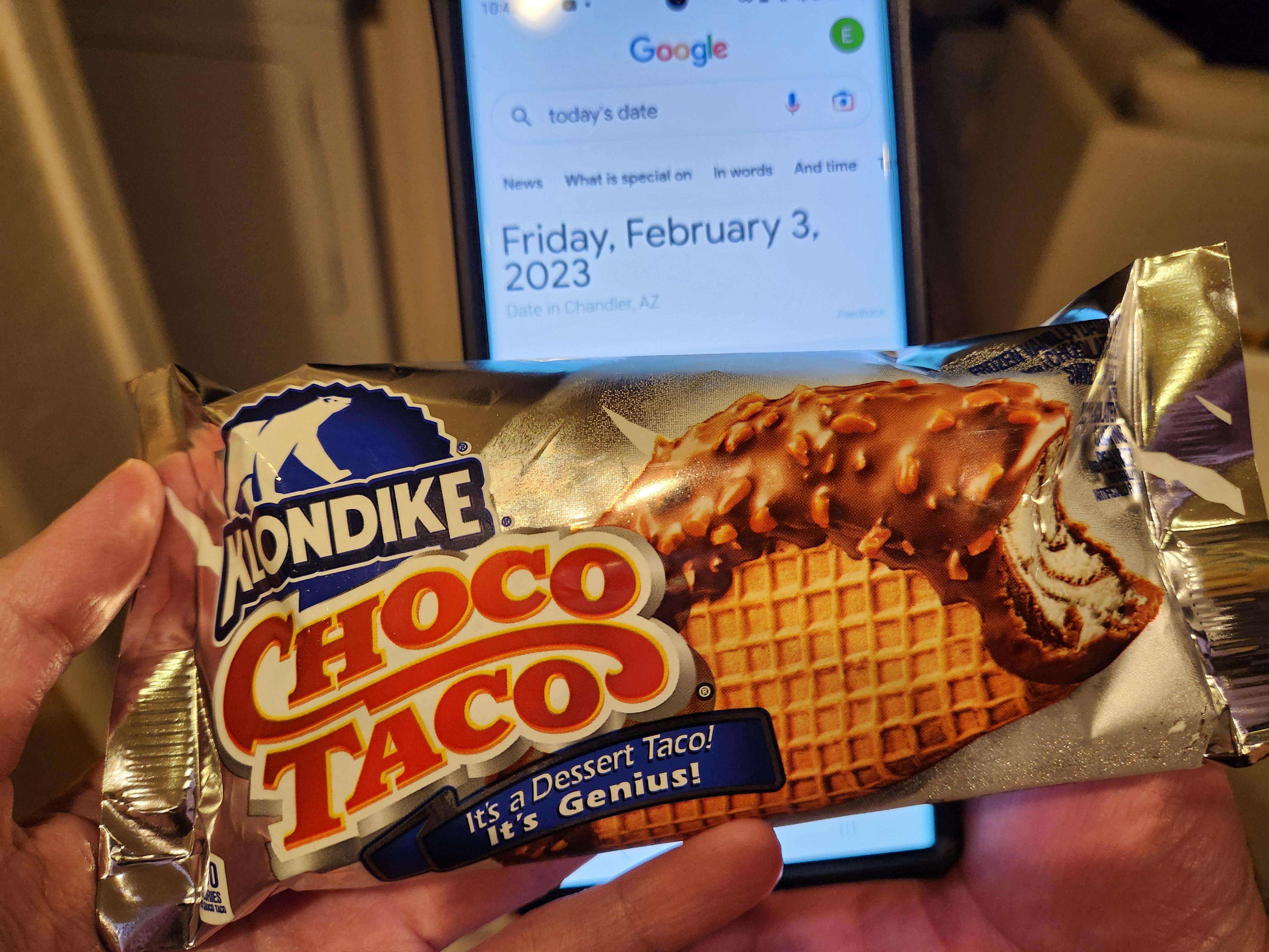 image showing Tonight, I eat the last choco taco