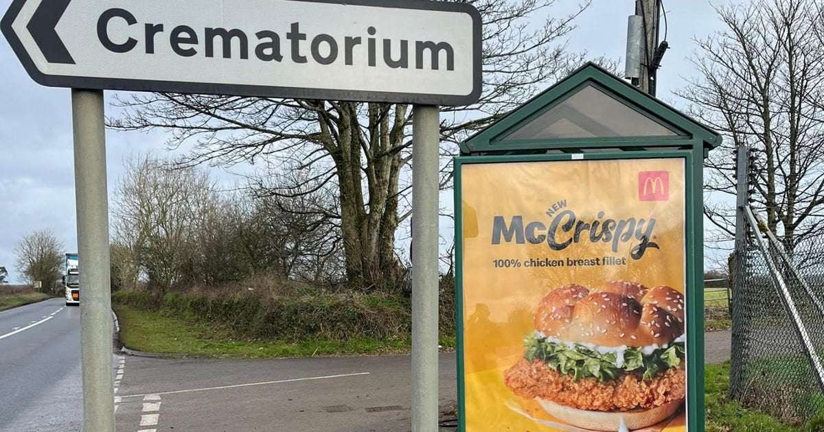 image for McDonald's to remove 'tasteless' sign opposite Cornwall crematorium