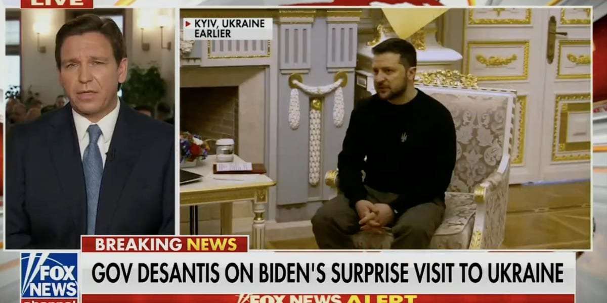 image for DeSantis downplays Russia as a global threat after Biden's visit to Kyiv: 'I think they've shown themselves to be a third-rate military power'