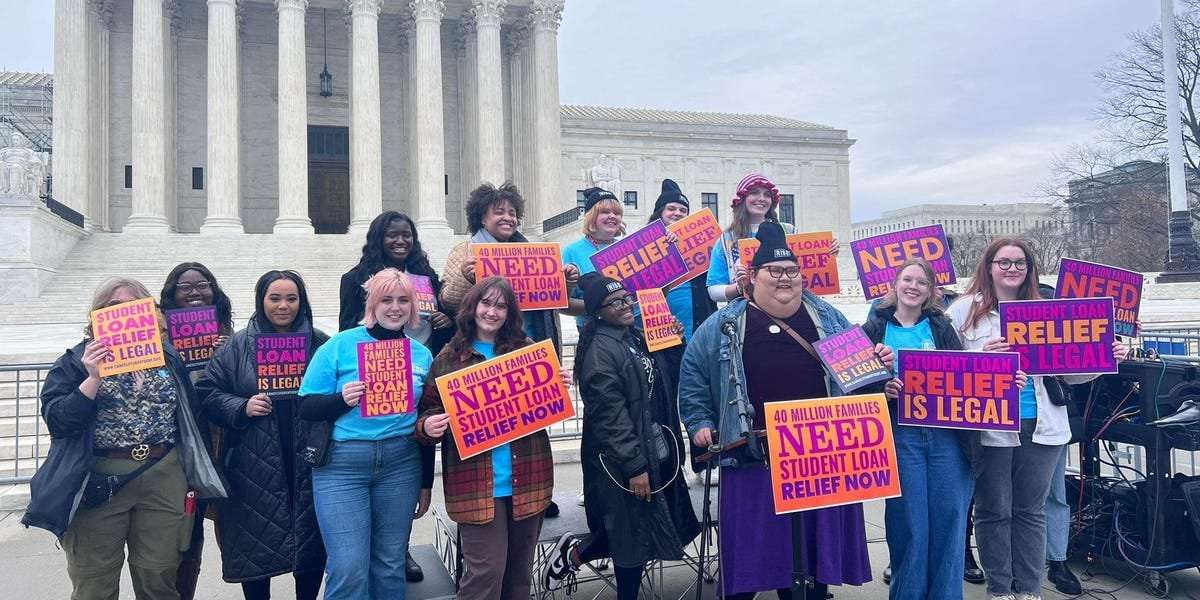 image for Over 500 students are at the Supreme Court to plug Biden's student-loan forgiveness because the 'economic mobility of over 40 million Americans is dependent on the survival of this program'