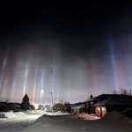 image for ITAP of an optical phenomenon known as light pillars.