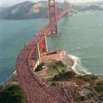 image for The Golden Gate Bridge 50th anniversary celebration (1987). Estimated 800,000 thousand people on it