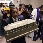 image for Tennessee Rep. Justin Jones tried to enter the chamber carrying a child sized casket today.