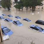 image for Police cars after a flood in Cesena, Italy