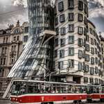 image for ITAP of a Dancing House with tram in Prague