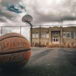 image for ITAP of a basketball at an abandoned school