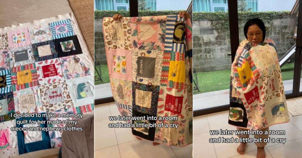 image for S'pore woman gifts memory quilt to helper who has been taking care of her for 34 years