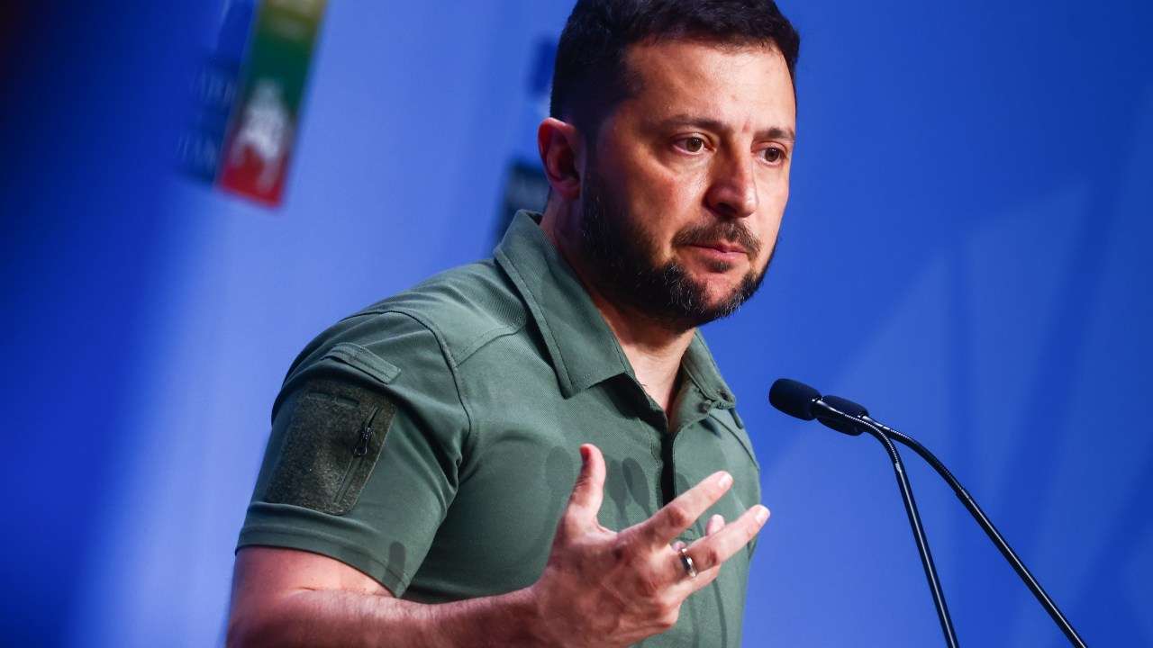 image for 'Catastrophe': Volodymyr Zelensky's grim warning as he accuses Vladimir Putin of trying to collapse global food markets