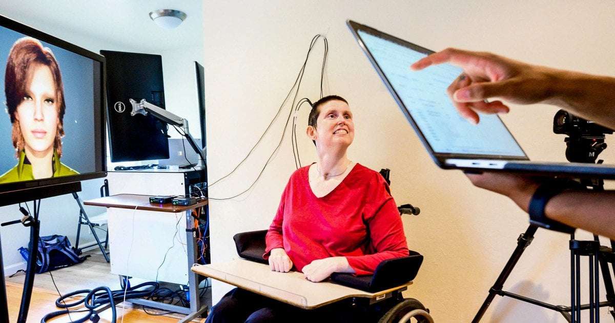 image for Woman with paralysis speaks through avatar thanks to brain implant
