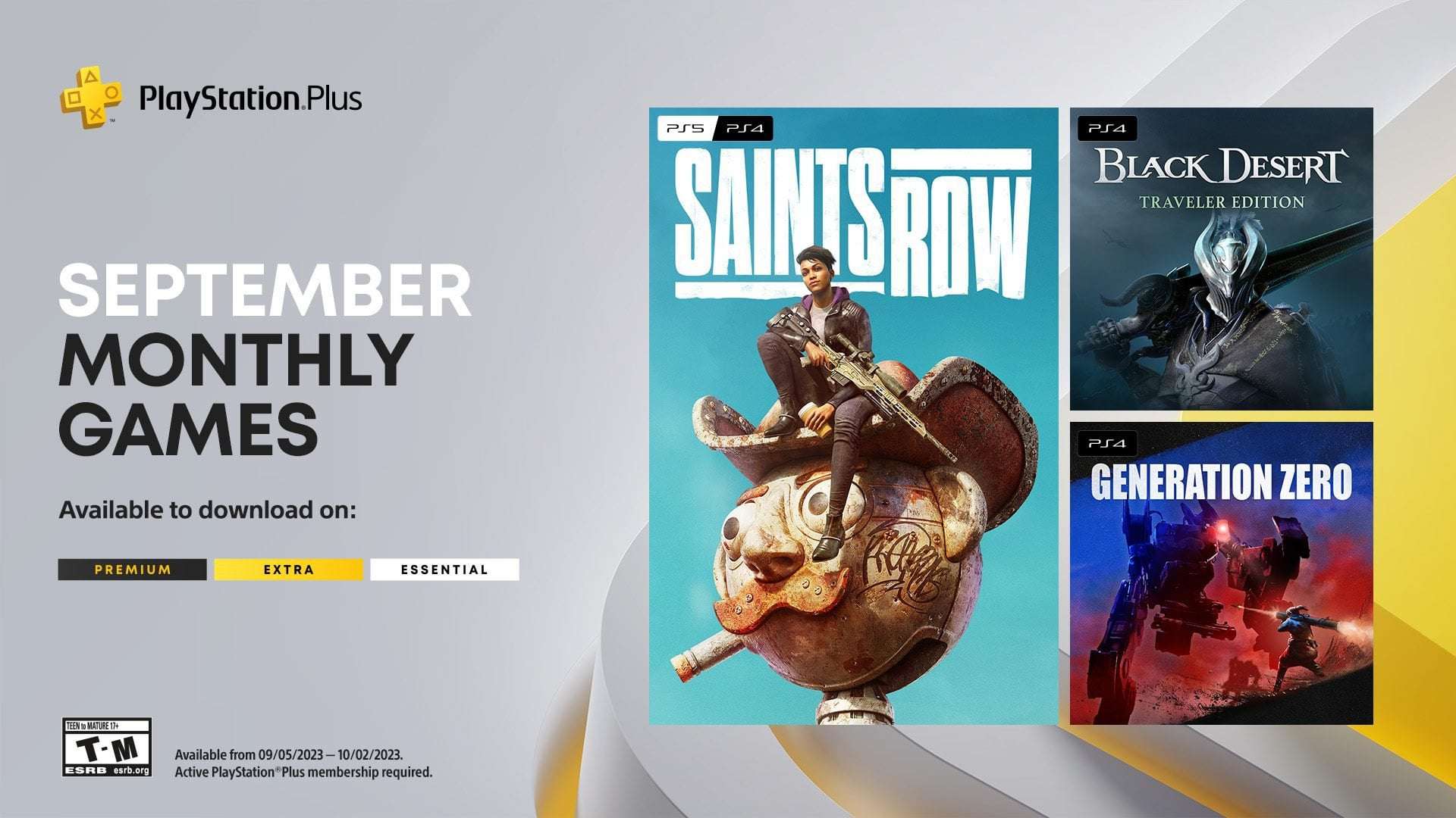 image for PlayStation Plus Monthly Games for September: Saints Row, Black Desert – Traveler Edition, Generation Zero