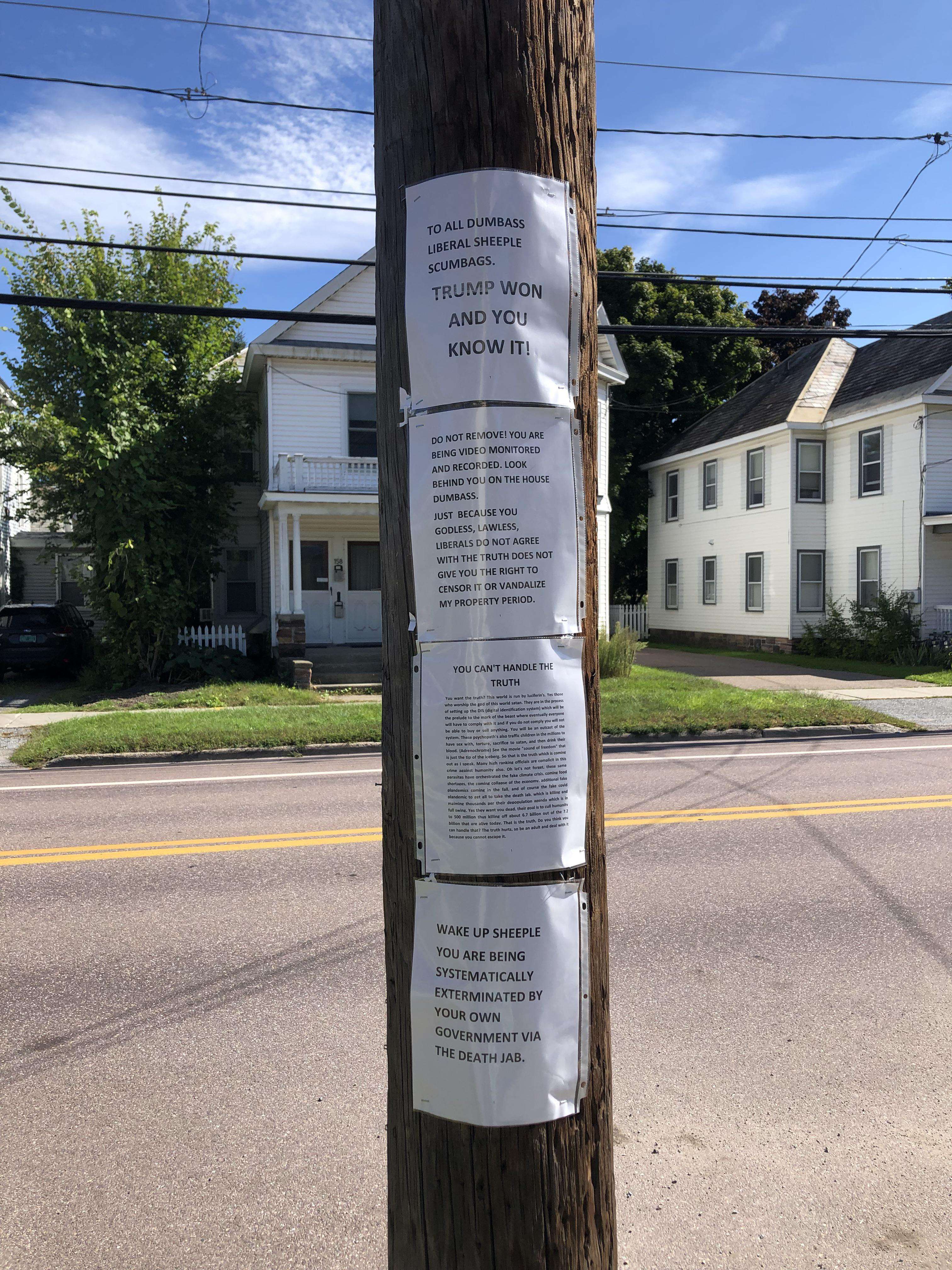 image showing Zoom in for a real dose of nonsense. Seen on a telephone pole in my neighborhood.