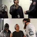 image for 20 years after Jay Weinberg (left) son of Max Weinberg (middle) met guitarist Jim Root (right).