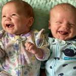 image for First successful smiling pic from my twins. 8 weeks old.
