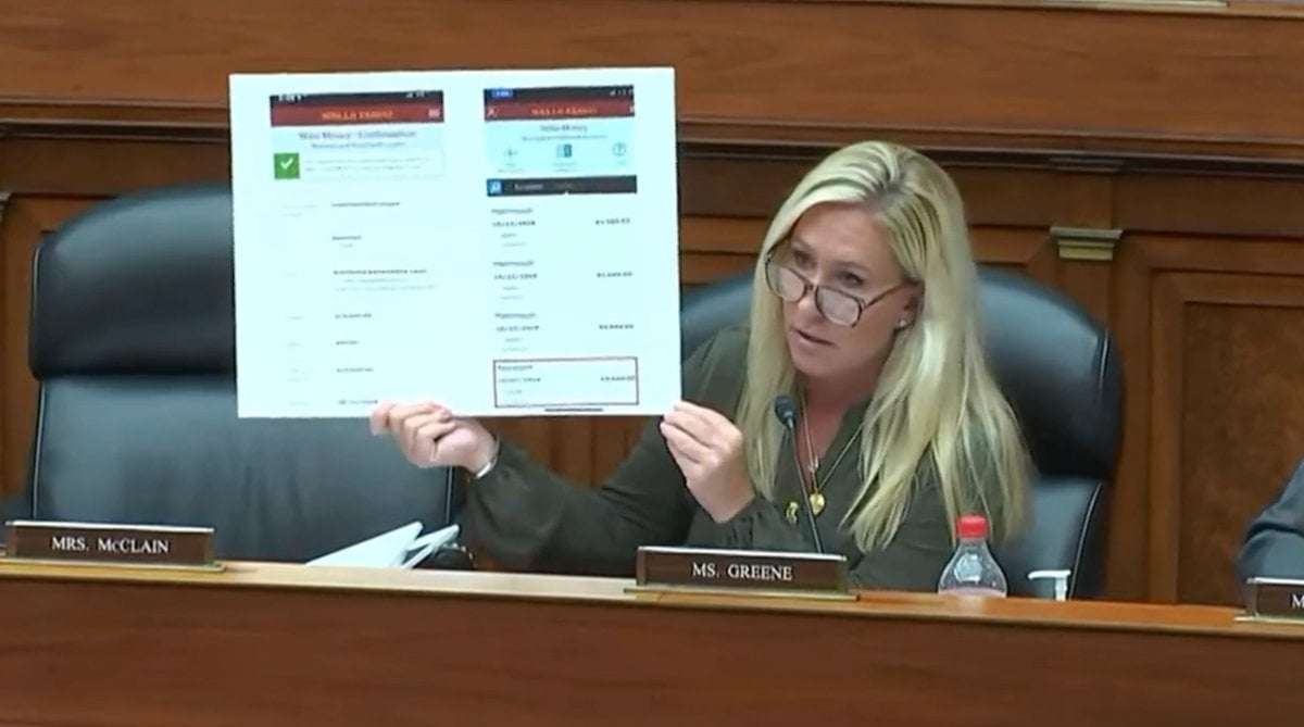 image for Marjorie Taylor Greene is asked not to show porn at Biden impeachment hearing