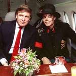 image for Michael Jackson and Donald Trump in a private jet, late 80s.