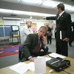 image for George Bush calling in a commandeered classroom during 9/11.