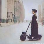 image for British socialite & suffragist, Lady Norman, photographed on her autoped in London, 1916.