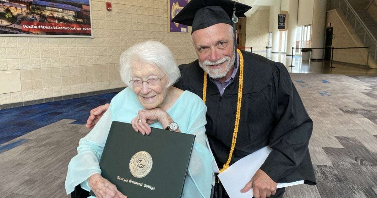 image for 72-Year-Old Georgia Man Graduates College With His 99-Year-Old Mom in the Crowd