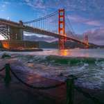 image for Evening look at the Golden Gate Bridge with a high surf