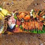image for I made a seafood dinner on the beach.