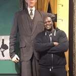 image for the famous basketball player Shaquille O' Neal (7'2) next to Robert Wadlow (8'11)
