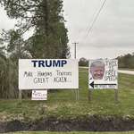 image for Confusing political signs spotted in a neighborhood in Texas City, Texas