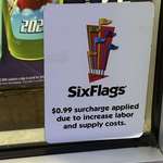 image for Surcharge notice posted at a concession stand at Six Flags Over Georgia
