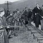 image for Troops keep striking miners away at bayonet-point, Harlan, KY, 1931.