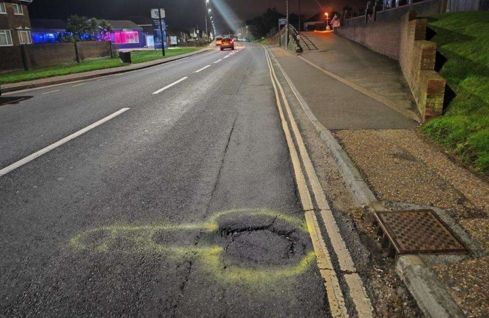 image for Lancing vandal paints penis around Brighton Road pothole