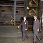 image for President Kennedy and Wernher von at Marshall Space Flight Center in 1962.