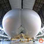 image for Airlander 10 aircraft is a helium-pumped aircraft is unveiled fully assembled at Heathrow London.