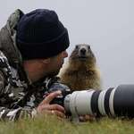 image for Photographer and his marmot assistant.