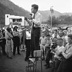 image for John Kennedy giving a campaign speech in West Virginia, 1960