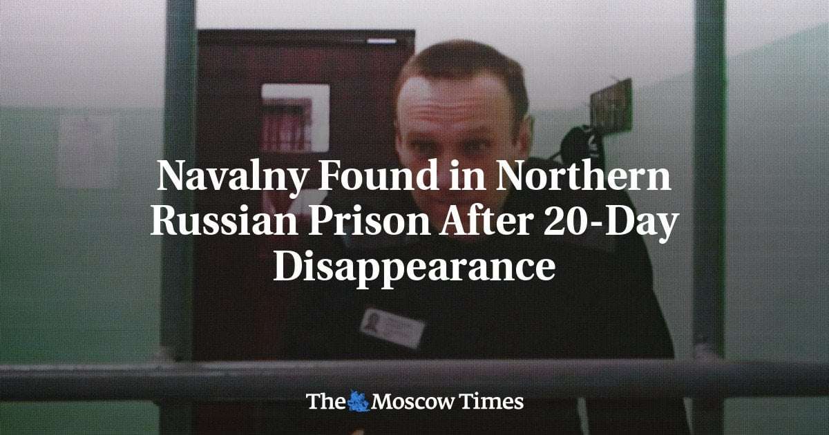 image for Navalny Found in Arctic Prison After 3-Week Disappearance