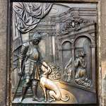 image for Pet the good boy for luck - Bronze relief on the statue of St John, Charles Bridge, Prague
