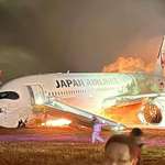 image for Japan Airlines Flight516(A350)after it collided with an DHC-8,while landing in Tokyo's Haneda Airpt.