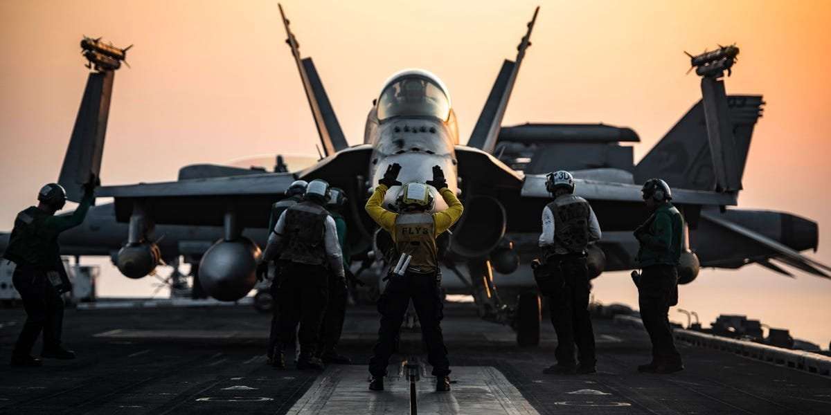 image for The US and UK at last answered Houthi attacks with a carrier strike group, fighter jets, and a submarine packed with Tomahawk cruise missiles