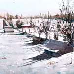image for I just finished painting this snowy landscape near my place in watercolor